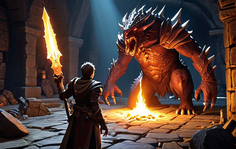 **Prompt:** A Lineage M player character transitioning from a state of frustration, looking at an empty loot pile from a defeated monster, to a scene of triumph and joy, proudly holding up a brilliantly glowing, newly crafted, powerful weapon or armor. The background should subtly shift from a dark, unrewarding dungeon to a brighter, more accomplished setting, symbolizing the shift from drop dependency to the power of crafting. Fantasy game art style, dynamic lighting, expressive emotions.