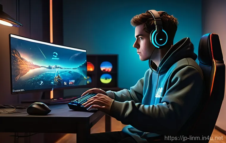 리니지M 유료 패키지 구성 - **Prompt:** A young adult gamer, appearing thoughtful and slightly overwhelmed, sits comfortably in ...