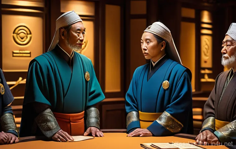 리니지M 혈맹 자원 분배 - **Prompt:** A diverse group of Lineage M-inspired fantasy adventurers, fully clothed in intricate an...