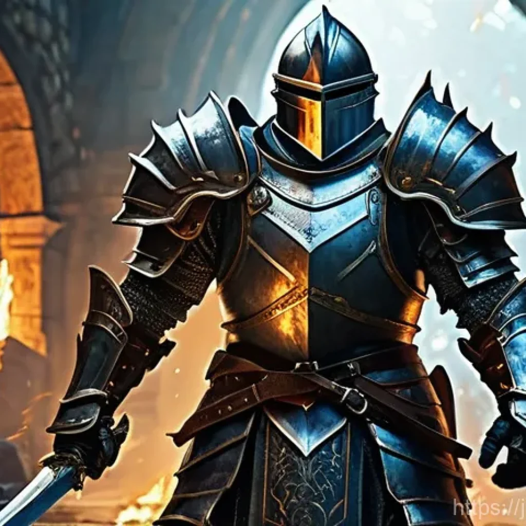 리니지M 클래스별 스탯 설정 - **Prompt for a Front-line Melee Warrior:**
    "A powerful male Knight in the heat of battle, wieldi...