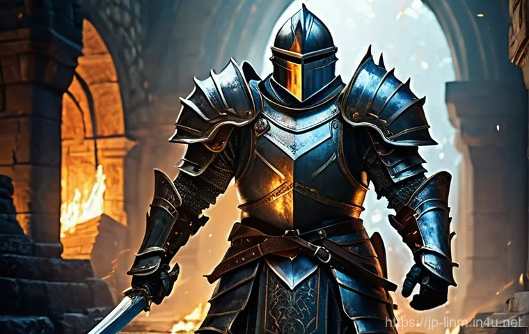 리니지M 클래스별 스탯 설정 - **Prompt for a Front-line Melee Warrior:**
    "A powerful male Knight in the heat of battle, wieldi...